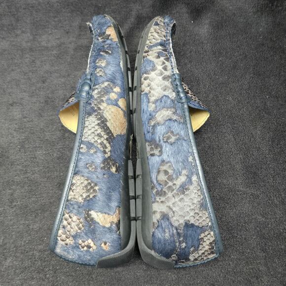 Vaneli Blue Snake Print Fur Slide On Loafers Dress Shoes - Picture 3 of 10